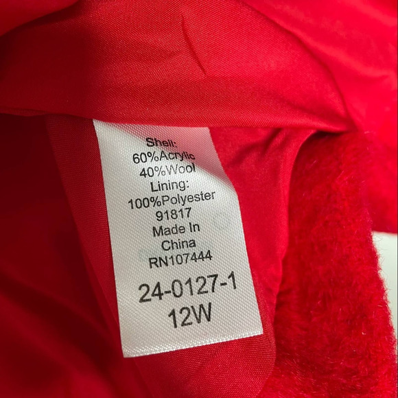 Jessica London Wool Button Down Jacket Bell Sleeve Red Coat - Picture 7 of 12